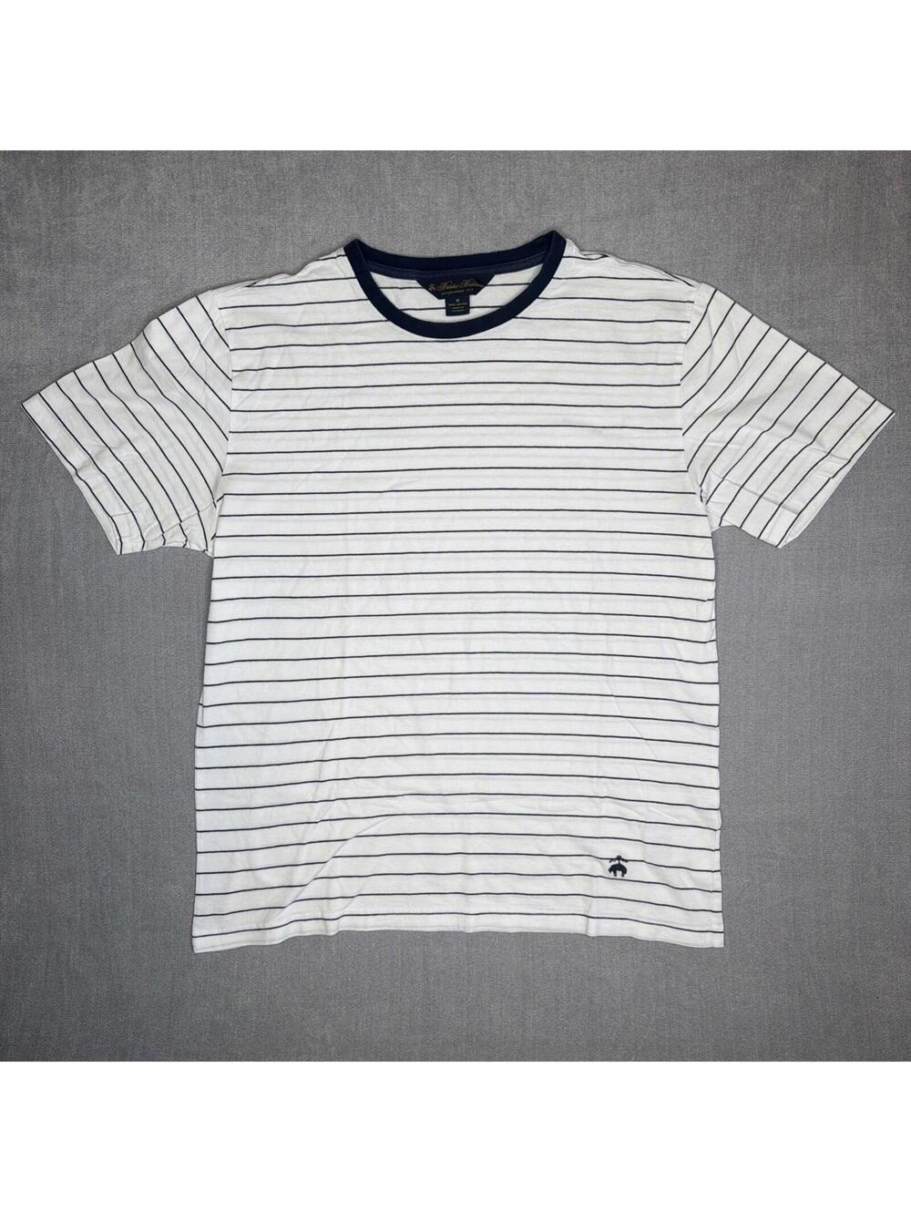 Vtg Brooks Brothers Shirt Men Medium Navy White Ringer Striped Pig Logo